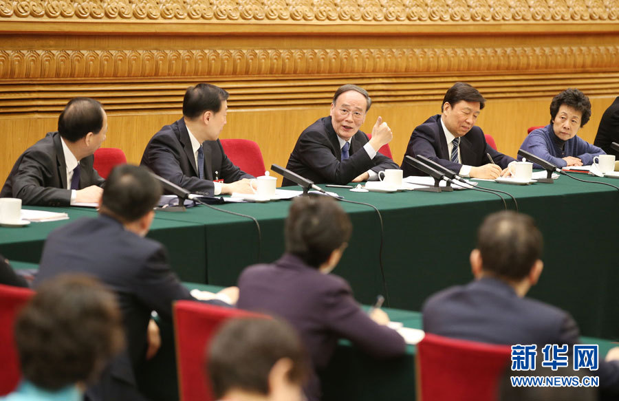 <FONT color=red>習近平李克強張德江王岐山張高麗分別參加全國人大會議一些代表團審議</FONT>