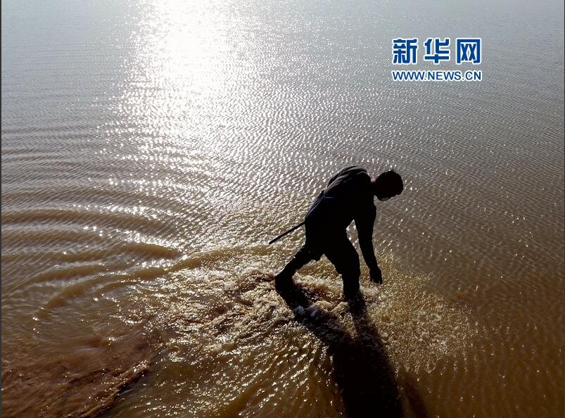 航拍黃河濟南段的捕魚人：隨波逐流亦生活（組圖）