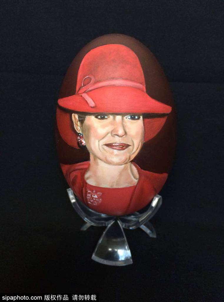 手繪荷蘭王后馬克西瑪及小公主彩蛋 栩栩如生