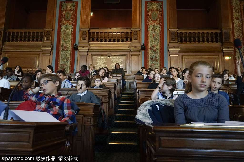 巴黎舉行萌娃理事會討論教務 小小“議員”舉手參與嚴肅呆萌