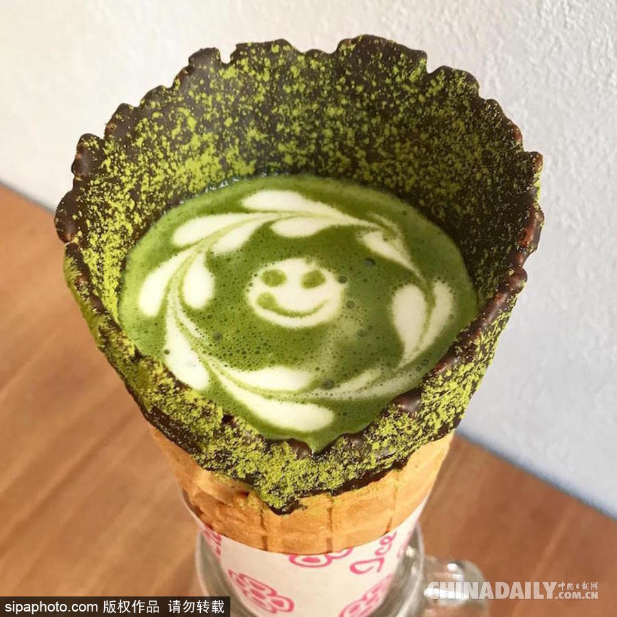 來一杯脆皮咖啡！東京一咖啡店標新立異推出能喝的“甜筒”