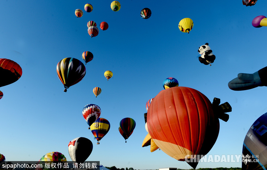 美新澤西州熱氣球節開幕 五彩繽紛扮靚天空