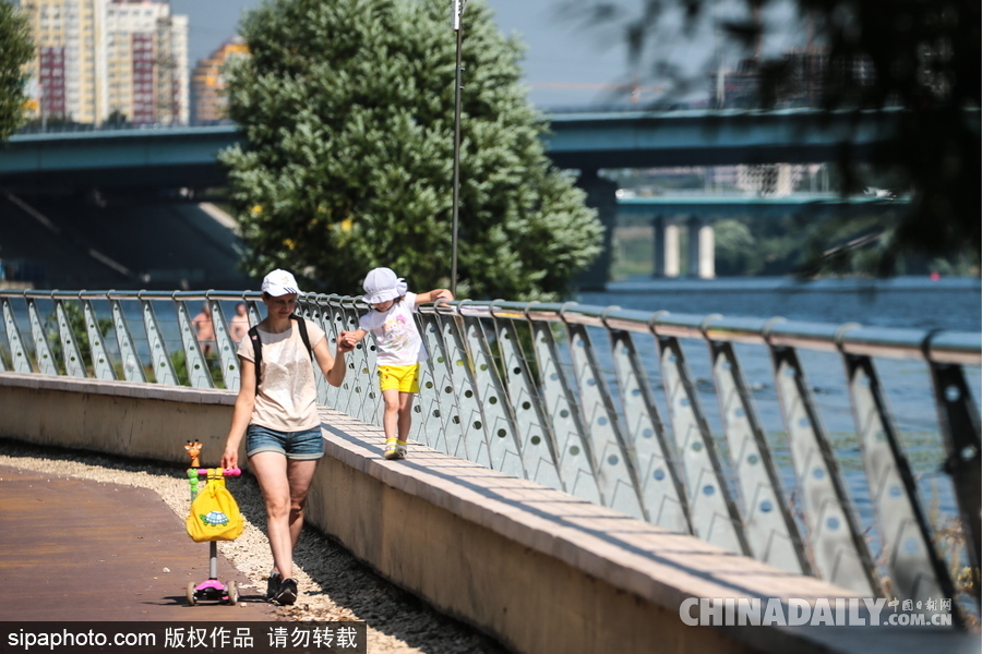 莫斯科民眾享受日光浴水邊消暑 享受夏日休閑時(shí)光