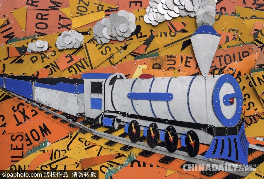 美國賓州打造“路標雕塑花園” 絢麗多彩童趣十足