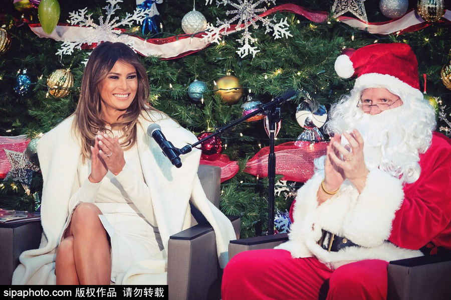圣誕節即將到來 美國第一夫人梅拉尼婭到訪兒童醫療中心