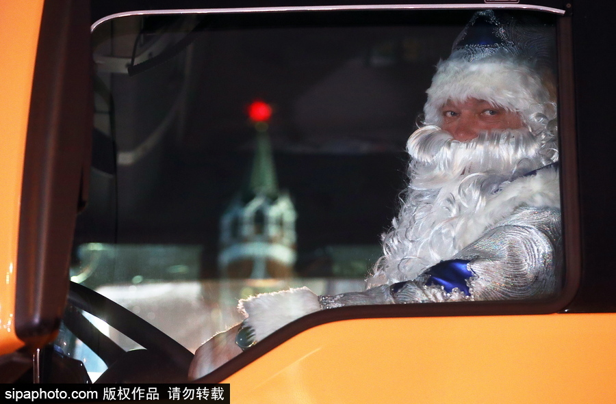 迎接圣誕節！ 巨型圣誕樹搭乘卡車運抵克里姆林宮