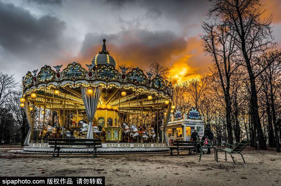 歡樂落幕 巴黎日落時分風(fēng)光美景