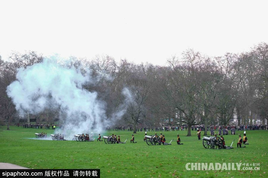 英女王登基66周年紀念 皇家騎兵炮兵團發射41響禮炮慶祝
