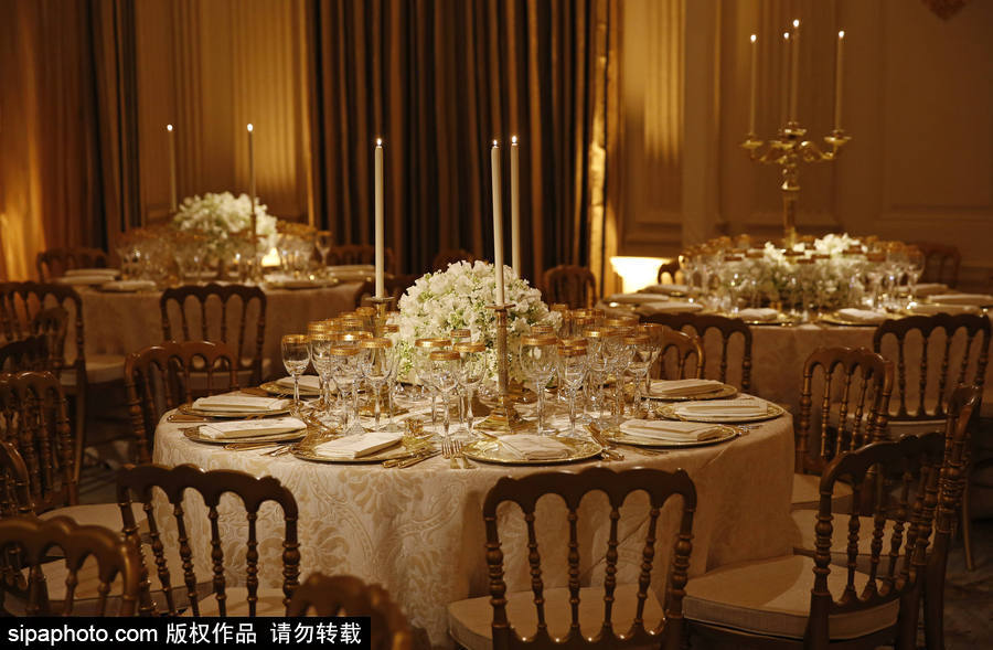 高貴又奢華！特朗普歡迎馬克龍宴會陳設曝光