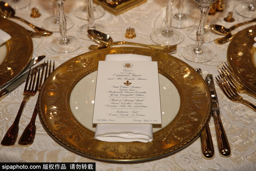 高貴又奢華！特朗普歡迎馬克龍宴會陳設曝光