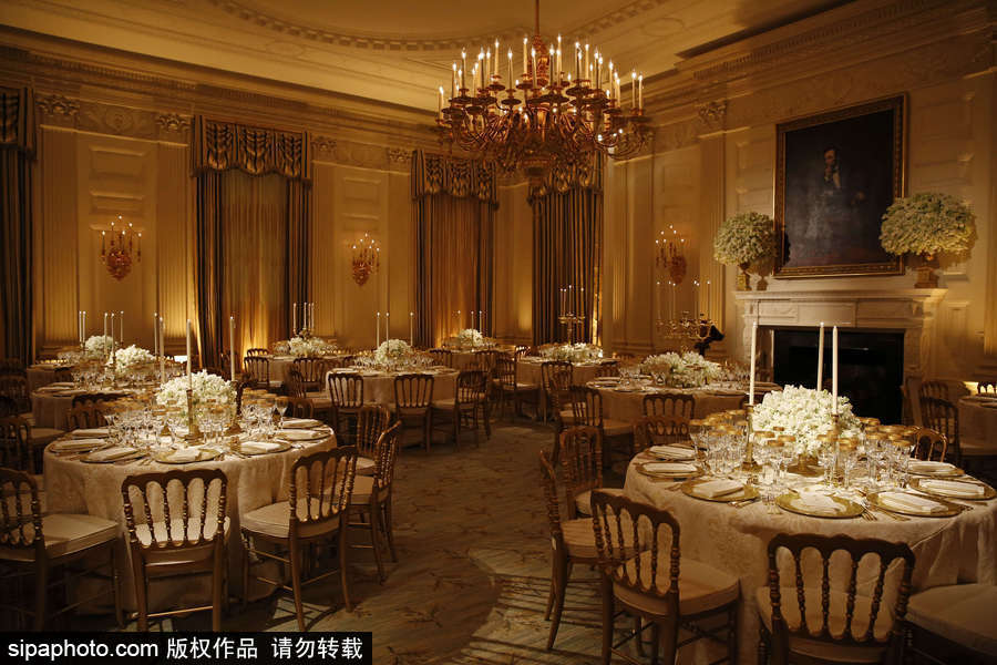 高貴又奢華！特朗普歡迎馬克龍宴會陳設曝光