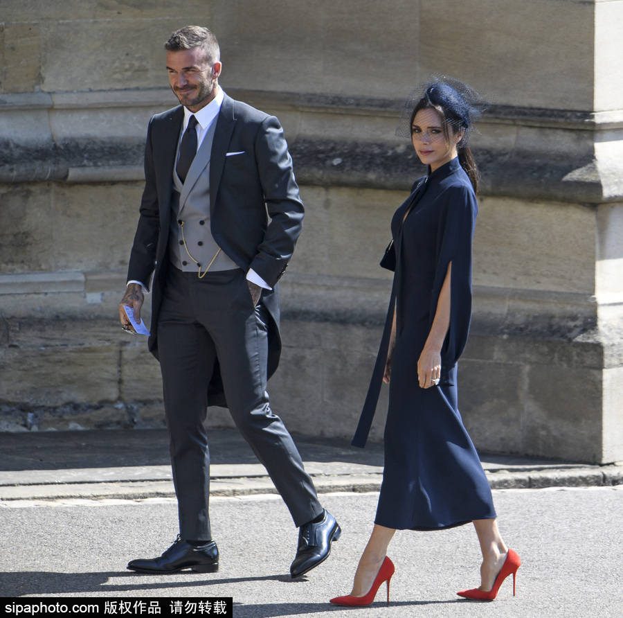 哈里王子大婚現場名流云集 貝克漢姆夫婦盛裝亮相