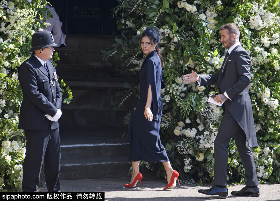 哈里王子大婚現場名流云集 貝克漢姆夫婦盛裝亮相