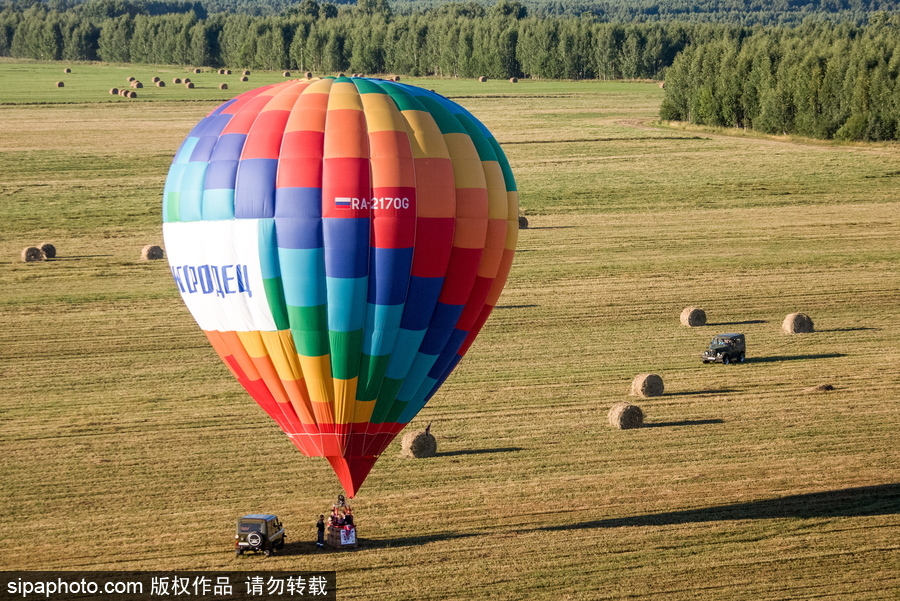 田野上放飛的彩色希望！俄羅斯下諾夫哥羅德舉辦熱氣球節(jié)