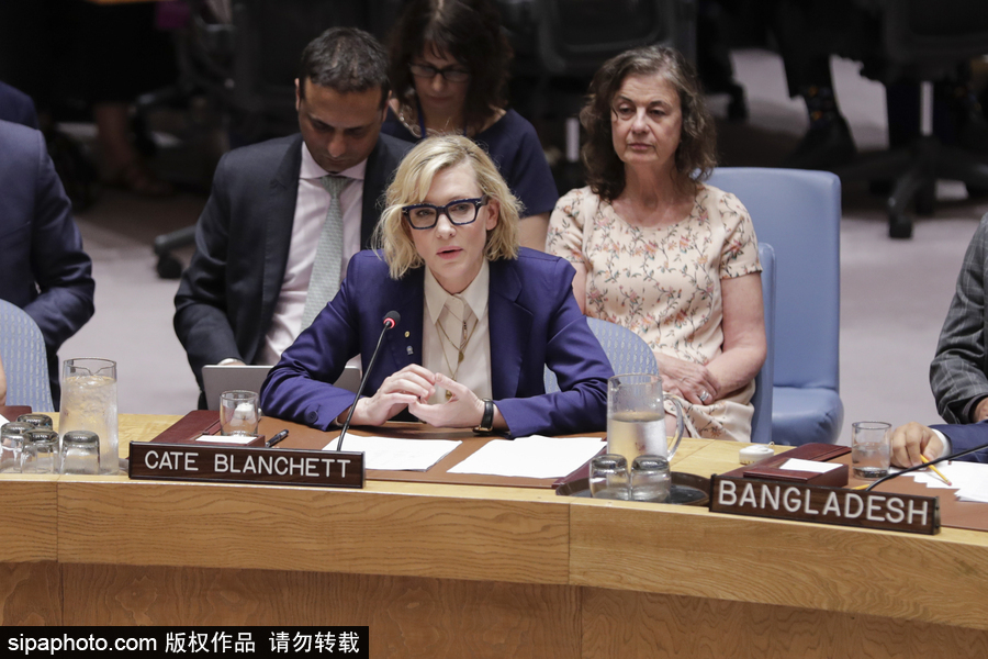 大魔王氣場超強！好萊塢女星凱特·布蘭切特現(xiàn)身聯(lián)合國會議
